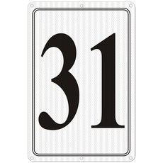 반사 번호 표지판 23 12 X 8 알루미늄 주차장 바닥 도크 코트 통로 필드 및 실외 사용을 위한 대형 금속 내후성 간편함, 26 Reflective Number Sign