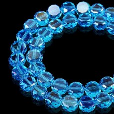 DIQIO 주얼리 제작용 6mm 스파클 플랫 크리스탈 비즈 - 팔찌용 코인 스페이서 라운드 슬라이스 93-100개 레이크 블루 AB 164529