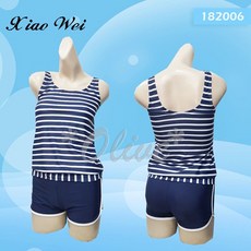 尚昱品牌 經典藍白條紋二件式泳裝 (M-XL) 時尚顯瘦 海灘度假, M