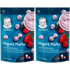 Gerber 요거트 멜츠 어린이 동결건조과일 8+개월 28g, 믹스 베리 (Mixed Berries), 2개