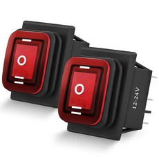 나이트 글로우 DIY 스티커가 부착된 Nilight 3팩 로커 스위치 오프 5핀 SPST LED 라이트 레드 백라이트 12V / 24V 토글 자동차 트럭 RV 보트 오토 오토바이용, On Off On 2PCS