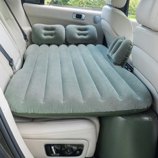 車載充氣床 汽車後排氣墊床 通用折疊睡覺旅行床墊, 車載充氣床-直條紋款-軍綠色