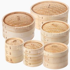 파크무역 대나무 2단찜기 10-30cm (뚜껑있는 만두찜기 찐만두 딤섬 야채찜 떡 찜솥 가정용 업소용 찜요리 가마솥), 10cm