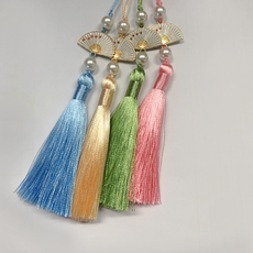 지앤지 진주장식 부채 노리개 프리미엄 전통 태슬 장식 포장 소품, SN.부채노리개 하늘