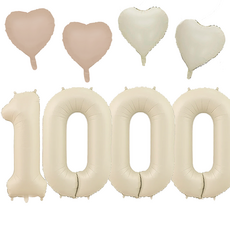 파파 파티 크림 하트 대형 숫자 기념일 생일 풍선 세트, 1세트, 크림 1000 + 하트4p