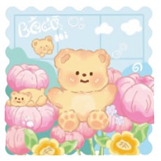 Lovely Bear 涼感坐墊 可愛卡通造型, 花朵小熊 冰墊 ()