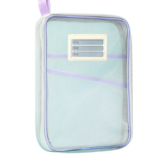 L型資料夾 資料袋 L型文件袋 A4文件袋 網紗文件袋 課本收納袋 透明資料袋 補習袋 科目袋 文件袋, 紫色【L型加厚-贈雙面標籤】, 1個