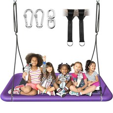 직사각형 플랫폼 나무 그네 152cm 하중 318kg 방수 조절 스윙 스트랩 색상 어린이 감각통합 다채로운, C-퍼플