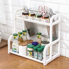 Craftsy 2단 주방 수납 양념통 정리함 선반 다용도 테이블 정리대, 1개, 화이트