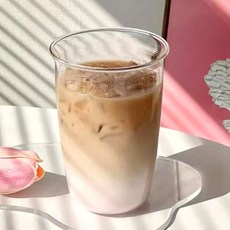 홈카페유리컵 카페 라떼 에이드 잔 예쁜 투명 컵 420ml, 1개
