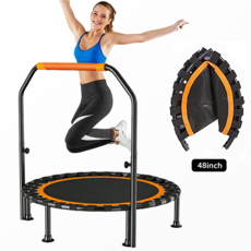 성인용 접이식 트램폴린 접이식 피트니스 트램폴린 실내 방방이 가정용 유산소 전신 운동 점핑 다이어트 홈트 머신 원형 안전 조용한 디자인, 흑색