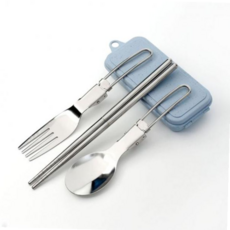 휴대용커트러리 스테인리스 접이식 수저 포크 캠핑용 수저세트 세트, 핑크