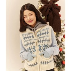 리 LEE 우먼 코위찬 니트 베스트 아이보리