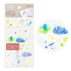 midori 水彩星空圖案 轉印貼紙, 1個