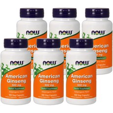NOW Foods 花旗蔘素食膠囊 500mg, 100顆, 6罐