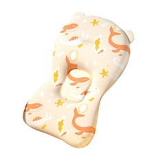 雪倫小舖 新生兒洗澡神器 防滑漂浮沐浴墊 寶寶洗澡用品, 橙色鯨魚-F, 1個