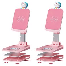 락 도라에몽 데스크탑 접이식 휴대폰 거치대 피규어 포함 RPH0995, 2개, 핑크