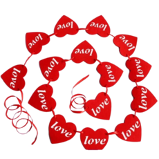 愛心Love拉旗 - 浪漫紅色牆面裝飾掛飾, 16個愛心(裡面love)