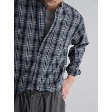 에잇세컨즈 8SECONDS 밴드 칼라 체크 셔츠 - 네이비 2258642R 141598