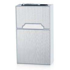 金屬拉絲滑蓋香菸盒，大容量防潮香菸收納盒，多色可選, 銀色, 1個