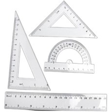 20cm 각도기 학생 도면 삼각자 4P 세트 제도용, 4개