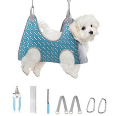 개 고양이를 위한 수펫 그루밍 해먹 하네스 릴랙세이션 애완동물 손톱깎이 구속견 및 손톱 다듬기용 작은 동물 끈 슬링 코랄 블루 S, 2XS（ Max 8 Lb：Leg, Blue