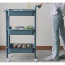 바퀴달린물품보관함 이동식분홍소품정리대 핑크트롤리, 모노톤 카트 3단블루, 모노톤 카트 3단블루