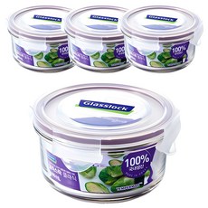 글라스락 퍼플에디션 원형 밀폐용기세트, 4개, 400ml