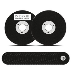 Firmoath 컷오프 휠 7.6cm(3인치) 1cm(3/8인치) 아버 홀 에어 그라인더 드릴 회전 공구용 미니 금속 커팅 커터 디스크 25개, Firmoath 컷오프 휠 7.6cm(3인치) 1cm(