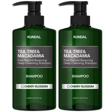 쿤달 티트리 앤 마카다미아 딥 클렌징 샴푸 체리블라썸, 1.058L, 2개
