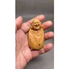 崖柏 彌勒佛 紅油 尺寸約3.4*2.3*6.5cm, 如圖所示, 1個