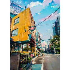 일본 거리 벚꽃 포스터 그림 캔버스 팝아트 액자 홈데코 레트로 클래식 빈티지 유니크 화려, 1