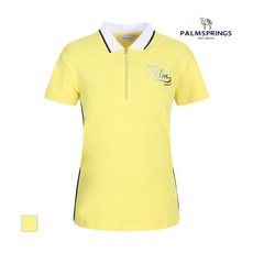 팜스프링스 여성 카라배색 집업 반팔티셔츠_STZL232268 663678