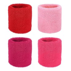 YELARXI 손목 밴드 스웨트밴드 스웨트 스포츠용 15.2 x 7.6cm(6 3인치) 및 4팩 핑크 핏 (테니스/농구/축구/달리기/운동/남성 여성용), 스칼렛/핑크/로즈 레드/라이트 로즈 레드