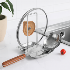 루세아 깔끔정리 위생만점 스텐 냄비뚜껑 거치대, 1개, 실버