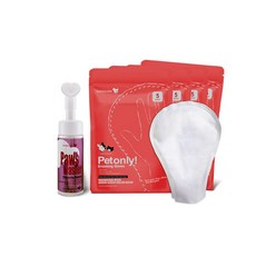 蹦蹦跳 防蚊防蚤擦澡手套5入x4包 & 低敏玫瑰天竺葵清潔慕斯150ml，狗狗適用，清潔護理一次到位, 1套裝, 5個裝