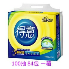 得意 衛生紙 100抽 84包/70包 一箱, 1個, 100抽x70包一箱