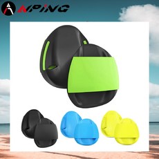 【ANPING】矽膠蛙蹼 游泳手蹼 划水掌 鴨手 提升游泳速度與技巧, 1個, 矽膠手蹼-天空藍,S/M