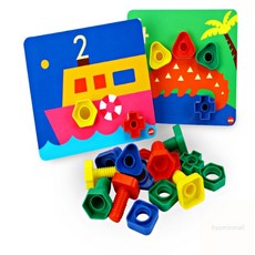 HM 모양 숫자 세기를 배우는 나사장난감 모양맞추기, 혼합색, 1개, 플라스틱