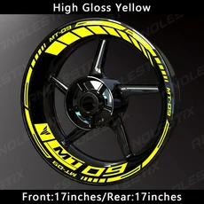 호환 AnoleStix 반사 오토바이 휠 스티커 허브 데칼 림 스트라이프 테이프 야마하 MT-09 용, 16 High Gloss Yellow