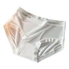 冰絲內褲 涼感透氣中高腰無痕三角褲, 白