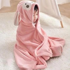 浴巾鬥篷帶帽洗澡可穿浴袍柔軟加厚強吸水秋冬不掉毛裹巾, 粉色猴子【大號適合6-10歲寶寶, 1個