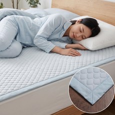 국산 듀라론 여름 냉감패드 고정밴드 휴비스 아이스쿨 침대패드 ss, 쿨매트, 스카이