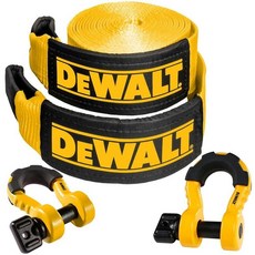 DEWALT DXBC8000-3KIT 튼튼한 복구 키트 1.9cm3/4인치 보우 섀클 및 10.2cm4인치 x 9.1m30피트 견인 스트랩 18.1kg40파운드 브레이크 강도, 보우 섀클 및 견인 스트랩 키트