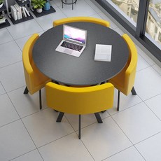 상담테이블 원탁테이블 회의용 사각그레이책상 의자 세트 미팅 테이블 책상, 7