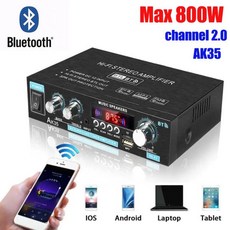HiFi 디지털 블루투스 앰프 MP3 채널 2 0 사운드 지지대 가정용 자동차 FM USB 리모컨 AK35 110V 240V, EU Plug, 2) EU Plug