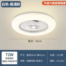 거실 천장 선풍기 식당 숙소 침실 라이트팬 펜션 60cm, 9. 업그레이드 흰색 55cm 리모컨+앱