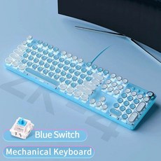 투명 백라이트 금속 블루스위치 104키 풀사이즈 기계식 키보드, Blue-White, 청축