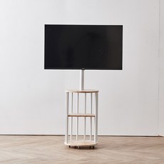 라온퍼니쳐 특허받은 수납형 티비 스탠드 거치대 이동식 tv 이젤형 삼성 LG TV 호환, 화이트, 1개