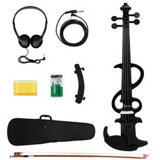 전기 바이올린 4/4 풀 사이즈 사일런트 세트 초보자를위한 솔리드 메이플 메탈 전자 성인 연습 등급 시험, 3)style 2 black